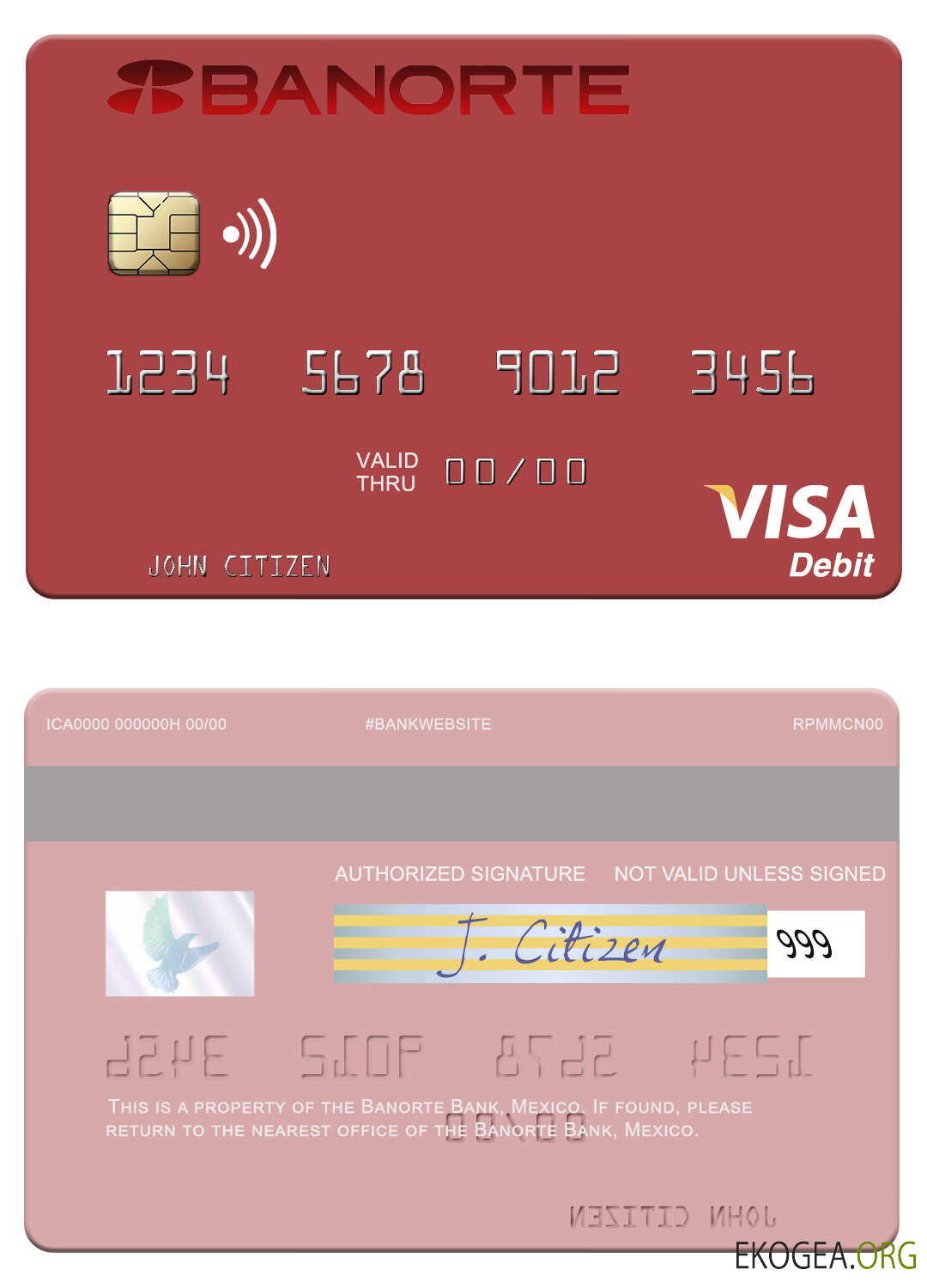 Carte de débit visa Mexique Banorte Bank